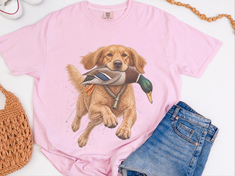 Golden Retriever Hunting Shirt, Duck Hunter Gift, Waterfowl Hunting Tee, Bird Dog Art Shirt, Duck Season Shirt, Outdoor Sportsman Gift image 2
