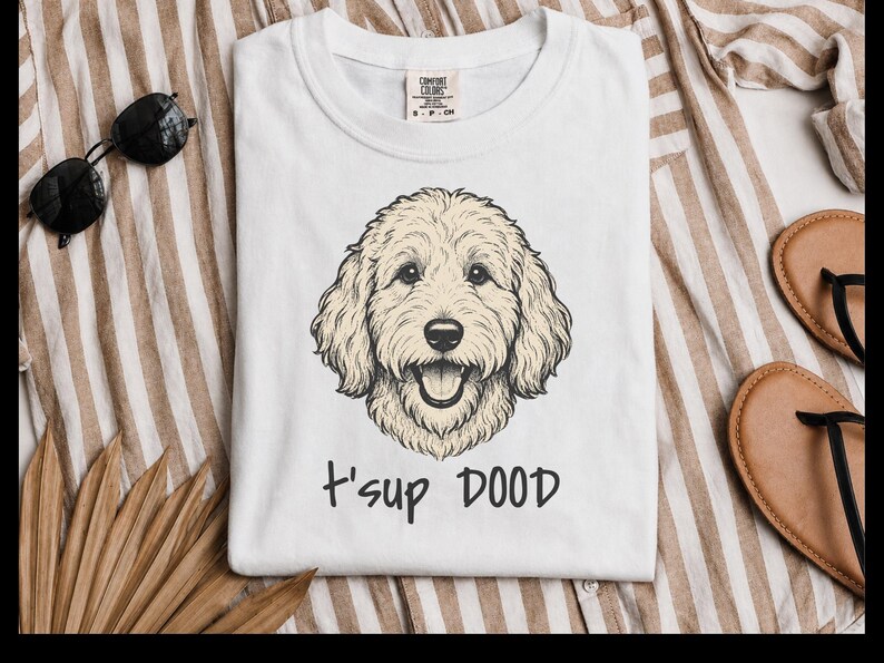 Comfort Colors Labradoodle T-Shirt, T'sup Dood Goldendoodle Sweatshirt, Funny Bernedoodle Sheepadoodle Graphic Crewneck, Golden Labradoodle image 1