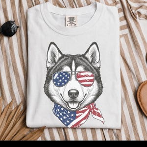 Comfort Colors Patriotic Husky Dog Shirt, Funny 4th of July Siberian Husky Tee, American Flag USA Dog Mom Shirt, Independence Day Siberian image 7