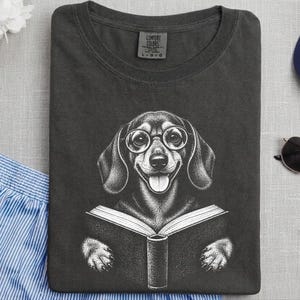 Camiseta de lectura para perros salchicha, regalo para amantes de los libros, camiseta de biblioteca para perros salchicha, regalo para mamás de perros salchicha, camiseta de biblioteca para perros salchicha imagen 10