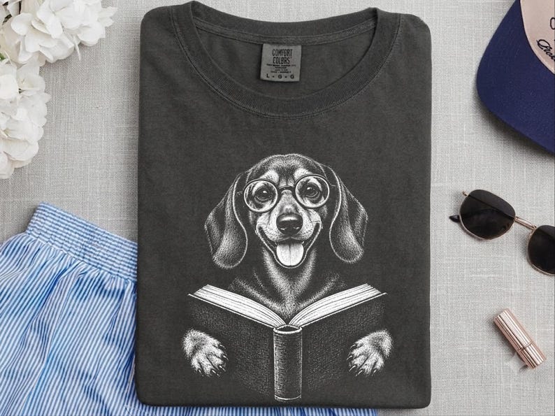 Camiseta de lectura para perros salchicha, regalo para amantes de los libros, camiseta de biblioteca para perros salchicha, regalo para mamás de perros salchicha, camiseta de biblioteca para perros salchicha imagen 10