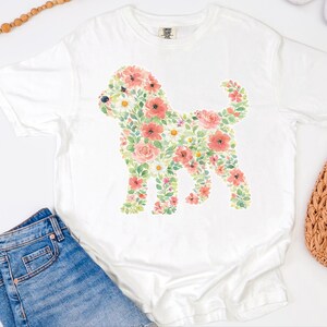 Comfort Colors Cockapoo Silhouette Floral Shirt, Dog Mom Gift, Botanical Pet Lover Tee, Puppy Owner Present, Vintage Fur Baby image 6