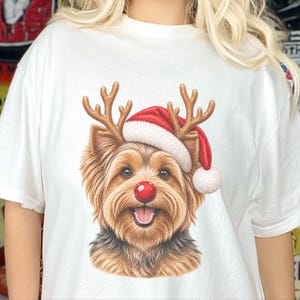 Christmas Yorkie Shirt, Holiday Dog Mom Gift, Festive Yorkie Lover Tee, Santa Paws Sweatshirt, Christmas Pet Owner Shirt image 10
