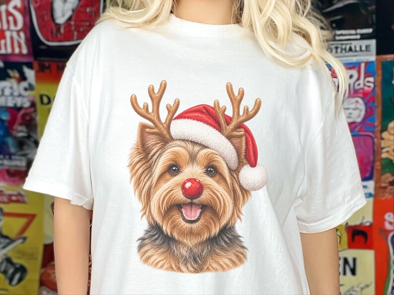 Christmas Yorkie Shirt, Holiday Dog Mom Gift, Festive Yorkie Lover Tee, Santa Paws Sweatshirt, Christmas Pet Owner Shirt image 10