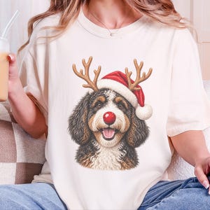 Bernedoodle Christmas Shirt, Christmas Bernedoodle Gift, Bernedoodle Mom Sweatshirt, Festive Dog Crewneck, Santa Paws Holiday Tee image 9