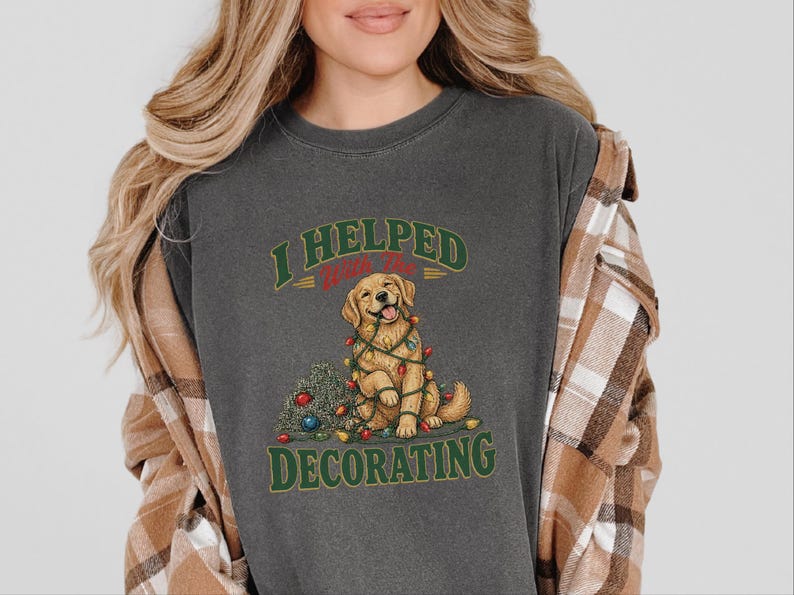 Christmas Dog Shirt, Golden Retriever Christmas Gift, Funny Dog Christmas Sweater, Holiday Pet Lover Tee, I Helped With The Decorating bild 1