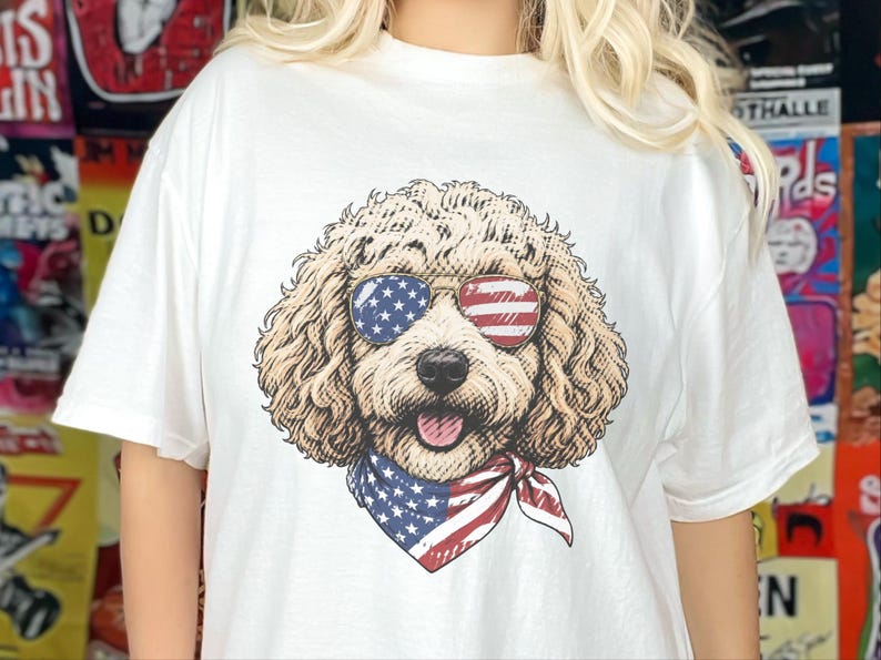 Comfort Colors Patriotic Maltipoo Dog Mom Shirt, 4th of July American Dog Lover Tee, USA Independence Day Maltipoo Owner T-Shirt imagen 9