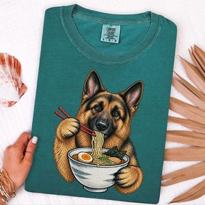 German Shepherd Ramen Shirt, Ramen Lover Gift, Funny Dog Tee, Japanese Food Shirt, Shepherd Dog Lover Gift, Noodle Lover Sweatshirt image 8