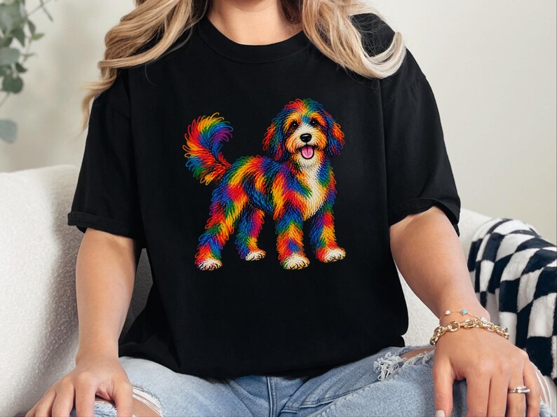 Bernedoodle-Shirt, Geschenkidee für Bernedoodle-Mama, Bunte Hunde-Motive, Doodle-Hunde-T-Shirt, Geschenkidee für Bernedoodle-Besitzer Bild 5