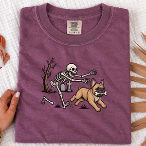 French Bulldog Halloween Shirt, Skeleton Dog Shirt, Funny Frenchie Gift, Spooky Pet Lover Tee, French Bulldog Mom Gift image 5