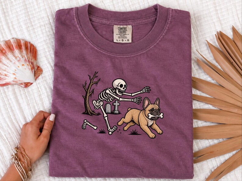 French Bulldog Halloween Shirt, Skeleton Dog Shirt, Funny Frenchie Gift, Spooky Pet Lover Tee, French Bulldog Mom Gift image 5