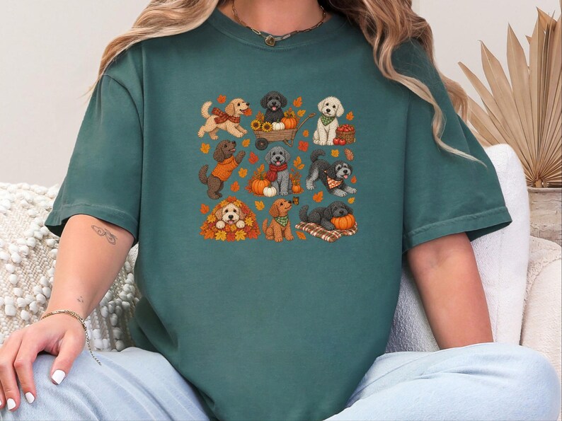 Schnoodle Fall Dog Shirt, Autumn Dog Lover Gift, Cute Puppy Sweatshirt, Pumpkin Patch Tee, Dog Mom Hoodie image 8