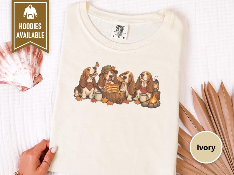 Basset Hound Shirt, Fall Camping Gift, Autumn Hound Dog Tee, Basset Hound Mom Sweatshirt, Camping Dog Lover Gift Bild 8