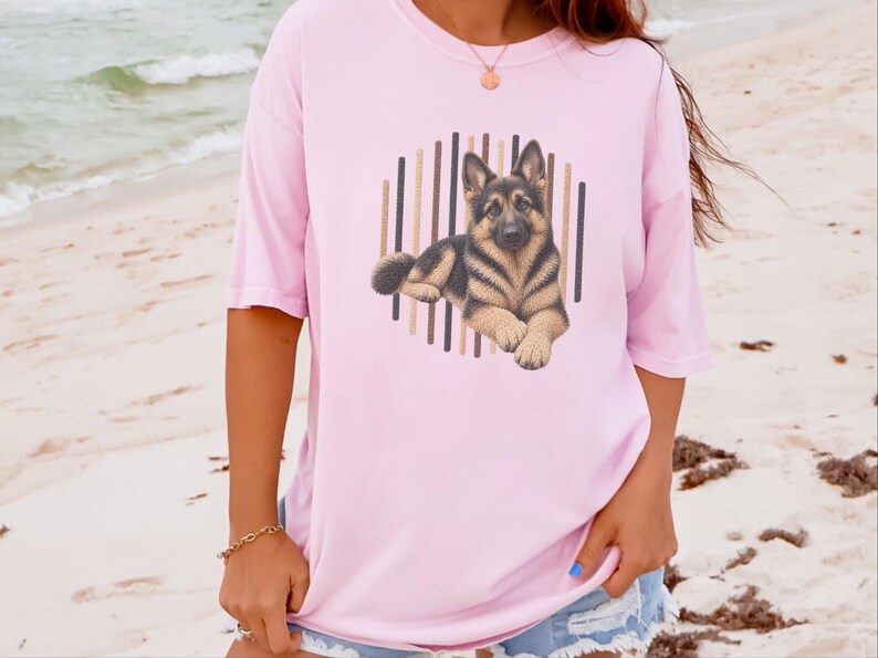 T-shirt met Duitse Herder-hond, cadeau voor Duitse Herder-moeder, T-shirt voor liefhebbers van Duitse Herders, cadeau voor hondengeleider, kleding voor hondenbezitters afbeelding 2