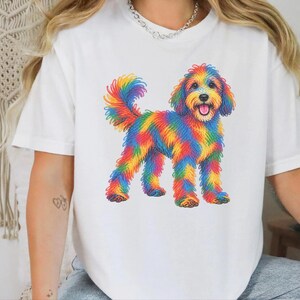 Sheepadoodle Shirt, Sheepadoodle Gift, Colorful Dog Art, Sheepadoodle Mom, Scribble Print, Pet Portrait Tee, Dog Lover Shirt image 9