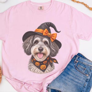 Witch Dog Shirt, Halloween Dog Mom, Schnoodle Mom Gift, Spooky Dog Sweatshirt, Fall Doodle Dog Tee image 9