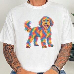 Aussiedoodle Shirt, Colorful Dog Art, Doodle Dog Gift, Aussiedoodle Mom Shirt, Rainbow Dog Lover Tee image 8