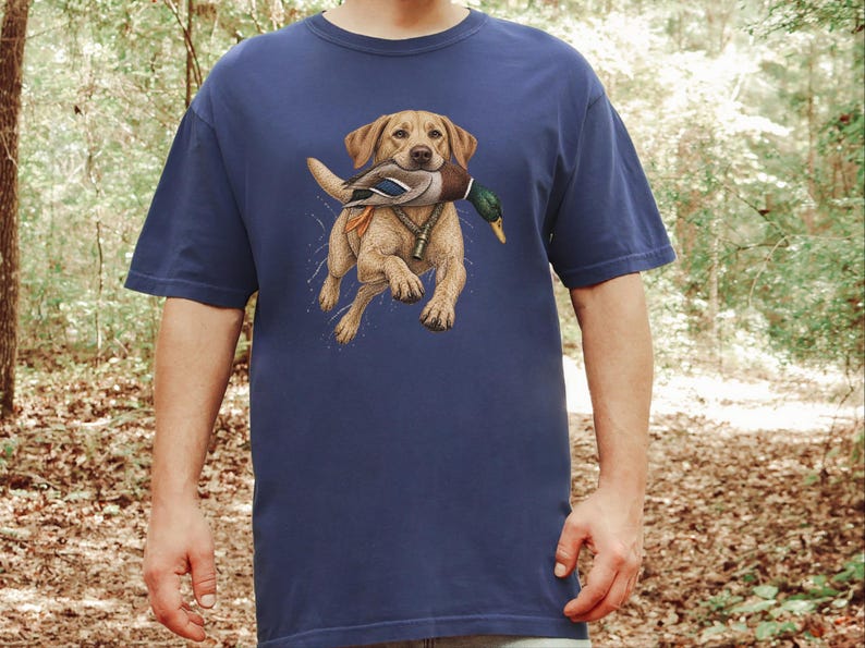 Yellow Lab Gift, Duck Hunting Shirt, Waterfowl Hunter Tee, Labrador Retriever Art, Bird Dog Shirt, Vintage Hunting Gift For Men image 1