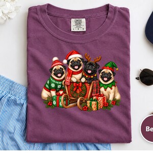 Christmas Pug Shirt, Pug Lover Gift, Holiday Dog Tee, Festive Puppy Sweatshirt, Christmas Pet Shirt image 1