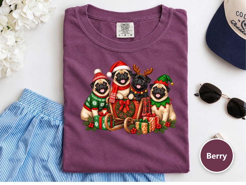 Christmas Pug Shirt, Pug Lover Gift, Holiday Dog Tee, Festive Puppy Sweatshirt, Christmas Pet Shirt image 1