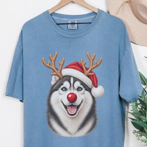 Husky Christmas Shirt, Christmas Dog Sweatshirt, Husky Lover Gift, Santa Paws Holiday Tee, Siberian Husky Mom Shirt image 3