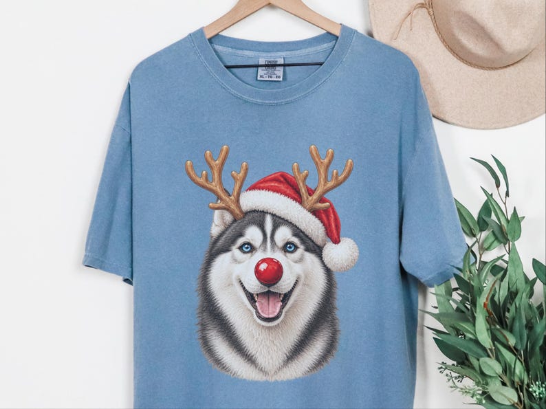 Husky Christmas Shirt, Christmas Dog Sweatshirt, Husky Lover Gift, Santa Paws Holiday Tee, Siberian Husky Mom Shirt image 3