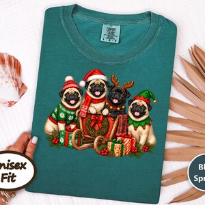 Christmas Pug Shirt, Pug Lover Gift, Holiday Dog Tee, Festive Puppy Sweatshirt, Christmas Pet Shirt image 8