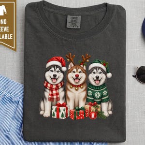 Husky Christmas Sweatshirt, Siberian Husky Holiday Gift, Dog Lover Winter Shirt, Festive Puppy Crewneck, Husky Mom Present image 9