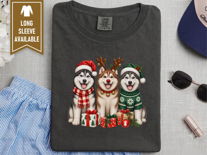 Husky Christmas Sweatshirt, Siberian Husky Holiday Gift, Dog Lover Winter Shirt, Festive Puppy Crewneck, Husky Mom Present image 9