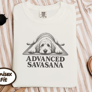 Labradoodle Shirt, Advanced Savasana Yoga Tee, Dog Lover Gift, Funny Fitness Workout Top, Yogi Meditation Shirt image 7