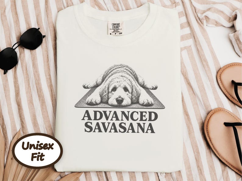 Labradoodle Shirt, Advanced Savasana Yoga Tee, Dog Lover Gift, Funny Fitness Workout Top, Yogi Meditation Shirt image 7