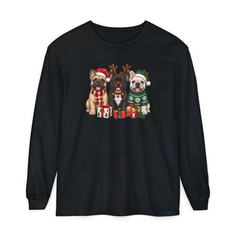 Christmas French Bulldog Shirt, Frenchie Christmas Gift, Holiday Dog Sweatshirt, Festive Pet Lover Tee, Cute Puppy Christmas Apparel image 13