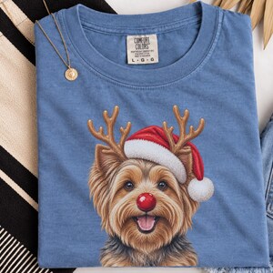 Christmas Yorkie Shirt, Holiday Dog Mom Gift, Festive Yorkie Lover Tee, Santa Paws Sweatshirt, Christmas Pet Owner Shirt image 9