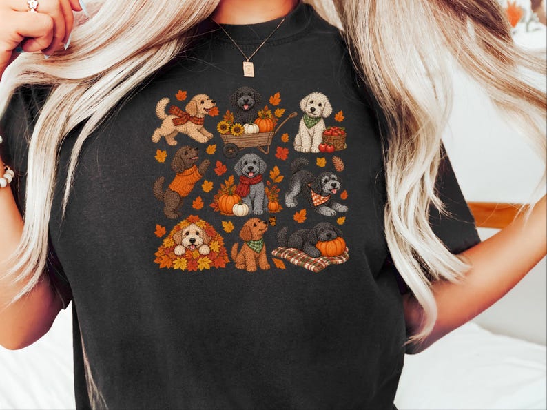 Schnoodle Fall Dog Shirt, Autumn Dog Lover Gift, Cute Puppy Sweatshirt, Pumpkin Patch Tee, Dog Mom Hoodie image 4