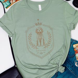 Cockapoo Print, Royal Dog Portrait Art, Vintage Coat of Arms, Cockapoo Royal Crest Shirt, Doodle Dog Apparel, Cockerpoo, Cockapoo Print Tee image 2