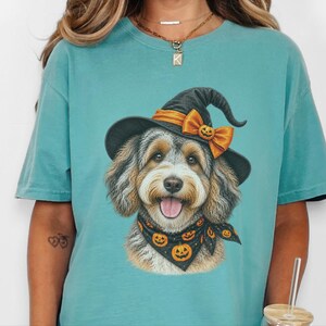 Witch Dog Shirt, Aussiedoodle Shirt, Doodle Mom Halloween Gift, Spooky Dog Lover Tee, Halloween Dog Shirt image 10