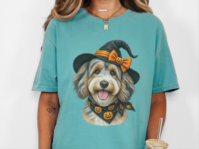 Witch Dog Shirt, Aussiedoodle Shirt, Doodle Mom Halloween Gift, Spooky Dog Lover Tee, Halloween Dog Shirt image 10
