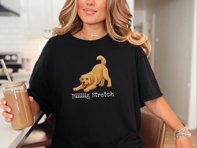 Comfort Colors Cute Dog Art Gift, Biiiiig Stretch Labrador Retriever Shirt, Yellow Lab Mom Tee, Funny Golden Lab Dad, Pet Owner Top image 5
