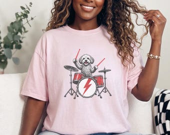 Maltipoo Drummer Shirt, Rock Dog Tee, Drummer Gift Idea, Music Lover Shirt, Puppy Musician Tee, Rock Band Pet Gift