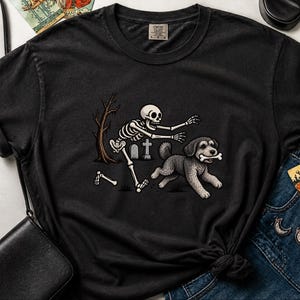 T-shirt squelette Schnoodle, T-shirt chien Halloween, T-shirt chien squelette humoristique, Cadeau pour maman Schnoodle, T-shirt pour amoureux des chiens pour la saison d'Halloween image 3