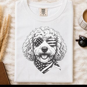 T-shirt Comfort Colors Goldendoodle patriotique, T-shirt Doodle pour la fête de l'Indépendance du 4 juillet, Haut pour propriétaire de chien rouge, blanc et bleu aux couleurs américaines image 2