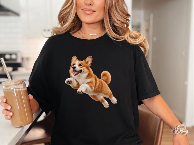 Camiseta con estampado de Corgi, regalo para mamás de Corgi, camiseta de Corgi galés de Pembroke, camiseta para amantes de los perros, camiseta de cachorro de Corgi feliz, regalo para dueños de Corgi imagen 4