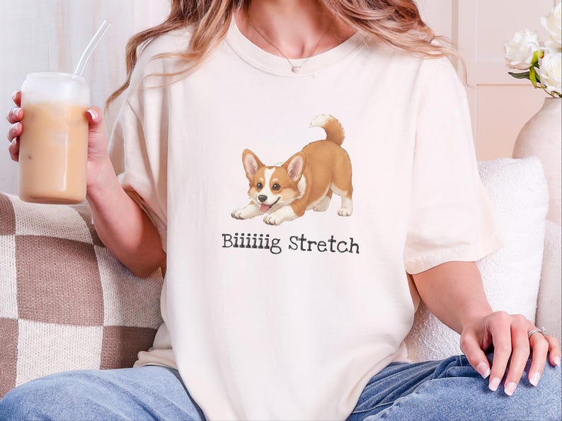 Comfort Colors Energetic Dog Biiiiig Stretch Corgi Tee, Corgi Fan Gift, Funny Animal Person Shirt, Pembroke Welsh Corgi Lover, Dog Owner image 7