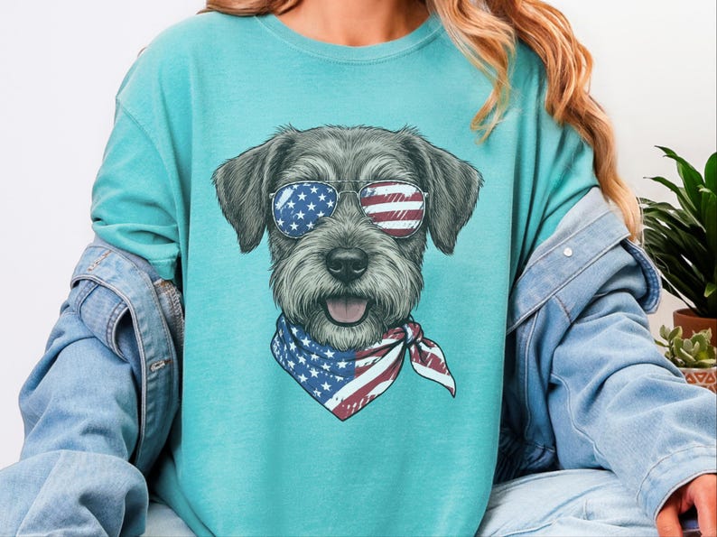 Comfort Colors Patriotic Schnoodle Dog Shirt, Independence Day Dog Mom Sweatshirt, Red White Blue American Flag Dog Lover Tee, Schnoodle Dad Bild 10