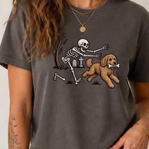 Labradoodle Skeleton Shirt, Spooky Labradoodle Dog Gift, Skeleton Dog Tee, Halloween Dog Shirt, Labradoodle Mom Owner Art, Funny Dog Shirt image 1