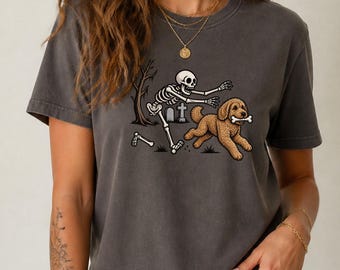 Labradoodle Skeleton Shirt, Spooky Labradoodle Dog Gift, Skeleton Dog Tee, Halloween Dog Shirt, Labradoodle Mom Owner Art, Funny Dog Shirt