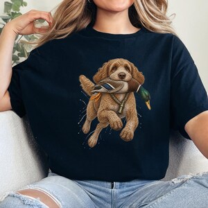 Duck Hunter Shirt, Cockapoo Dog Lover Gift, Waterfowl Hunting Tee, Mallard Duck Art, Outdoorsman Apparel image 9
