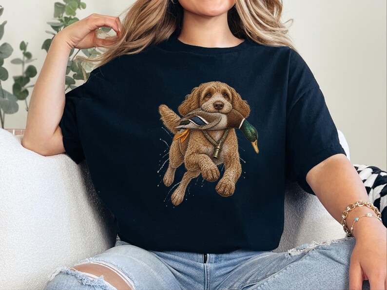 Duck Hunter Shirt, Cockapoo Dog Lover Gift, Waterfowl Hunting Tee, Mallard Duck Art, Outdoorsman Apparel image 9