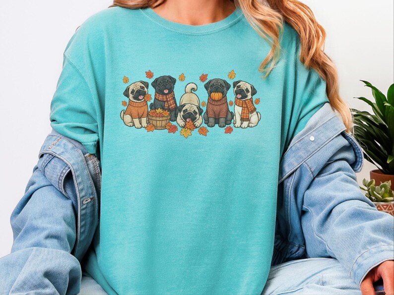 Autumn Dog Shirt, Pug Lover Gift, Pug Mom Sweatshirt, Fall Dog Lover Gift, Pug Dog Shirt, Cute Pug Tee image 6