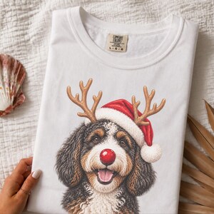 Bernedoodle Christmas Shirt, Christmas Bernedoodle Gift, Bernedoodle Mom Sweatshirt, Festive Dog Crewneck, Santa Paws Holiday Tee image 8